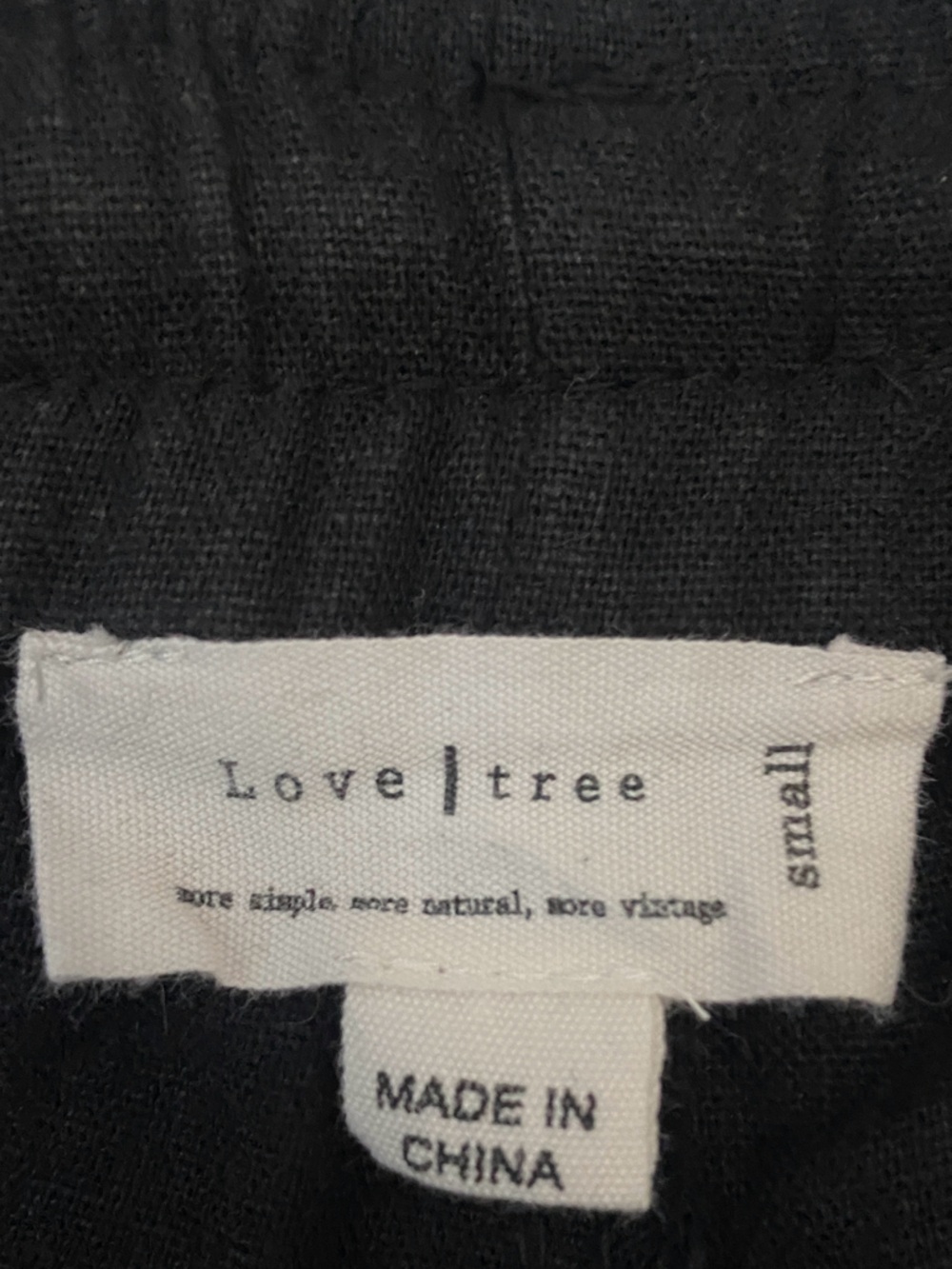 Love Tree Black Drawstring Linen Blend Pants, Size S - Picture 4 of 8